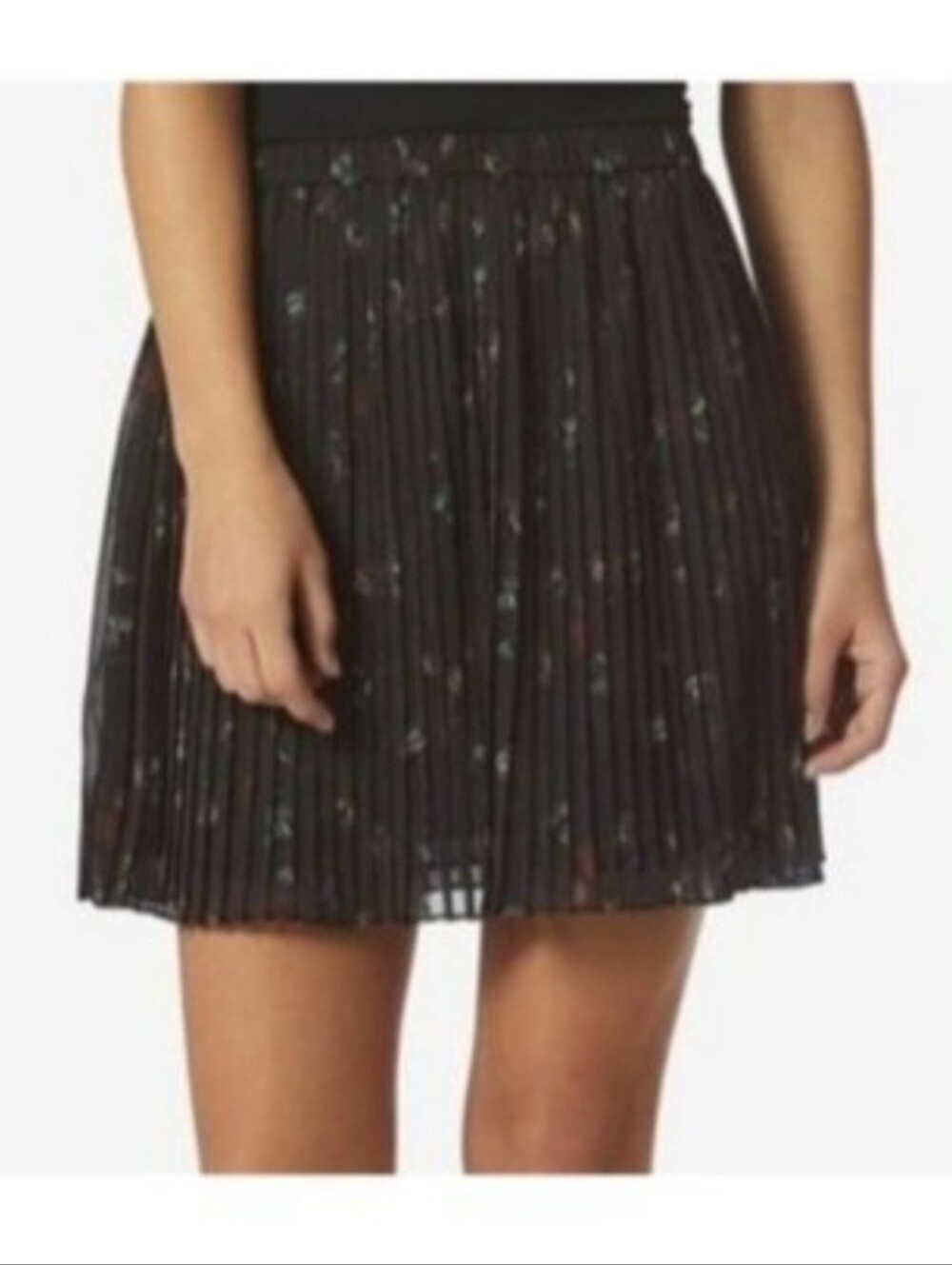 Avec Les Filles Floral Pleated Mini Skirt XS New Women's Romantic Whimsigoth